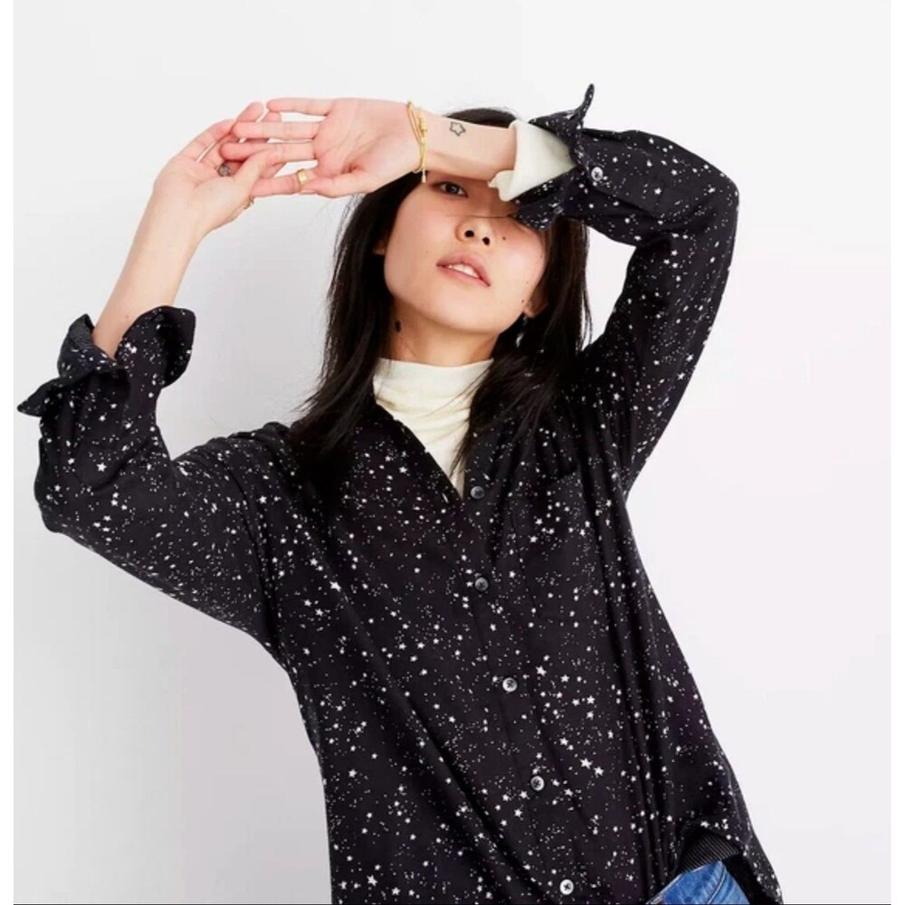 Madewell Women's Oversized Ex-Boyfriend Button Down Shirt Star Size Medium